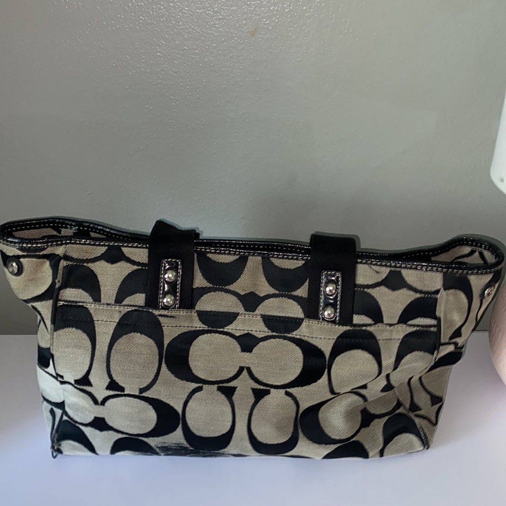 Vintage Coach Label Tote Bag Black and Grey - Picture 4 of 10